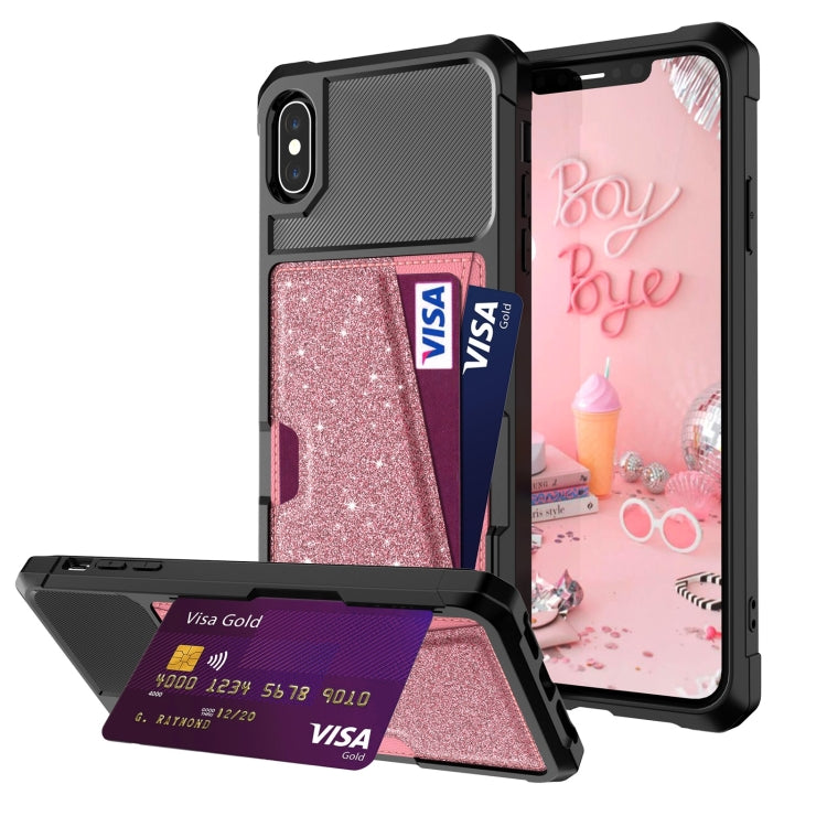 For iPhone XS Max Glitter Magnetic Card Bag
