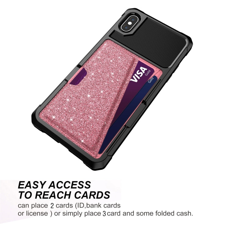 For iPhone XS Max Glitter Magnetic Card Bag