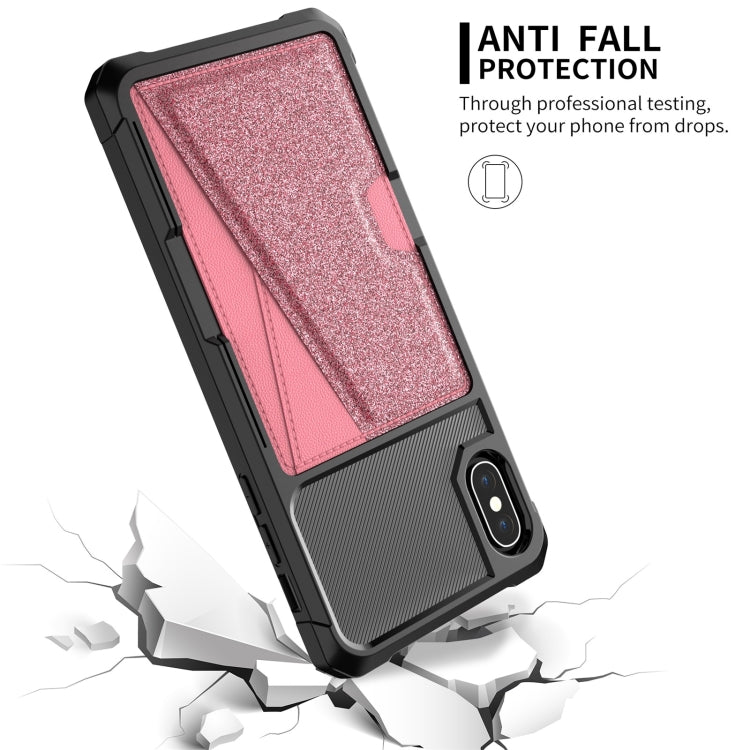 For iPhone XS Max Glitter Magnetic Card Bag