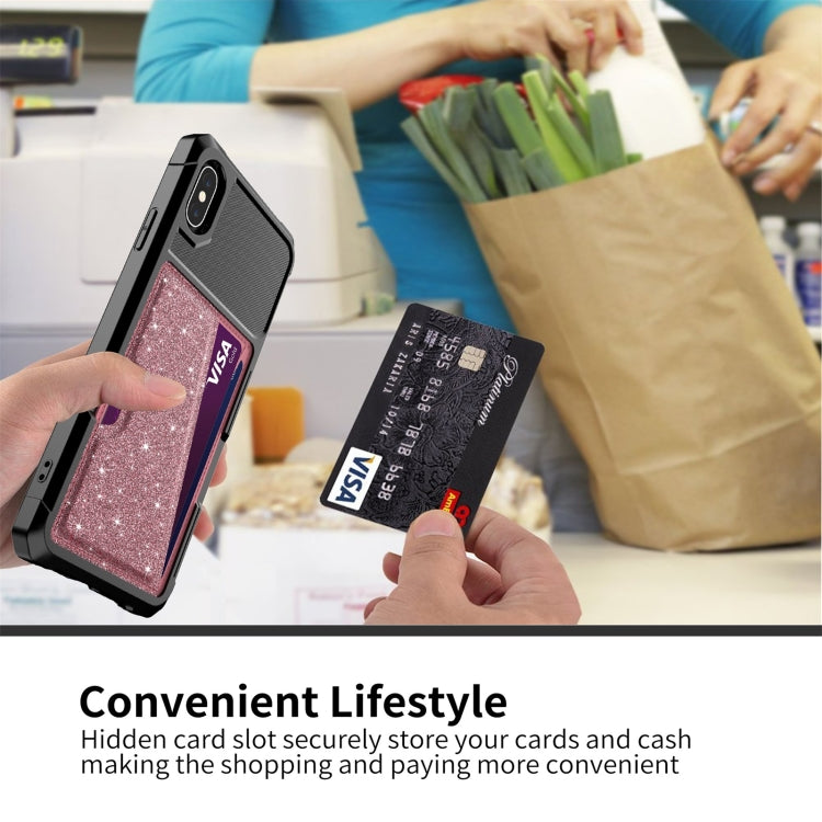 For iPhone XS Max Glitter Magnetic Card Bag