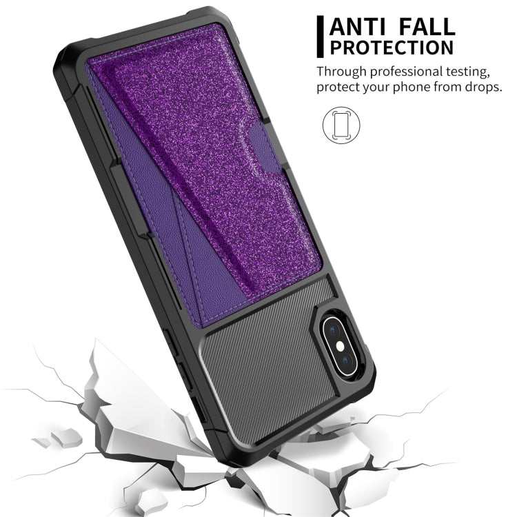 For iPhone XS Max Glitter Magnetic Card Bag