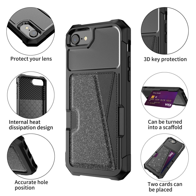 For iPhone SE 2022 / SE 2020 / 8 / 7 Glitter Magnetic Card Bag Phone Case