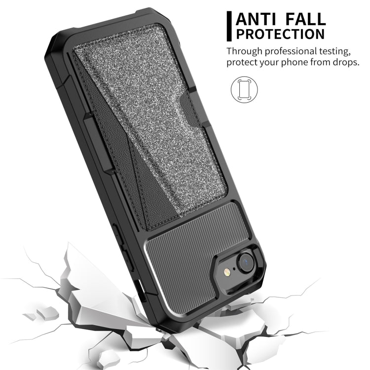 For iPhone SE 2022 / SE 2020 / 8 / 7 Glitter Magnetic Card Bag Phone Case