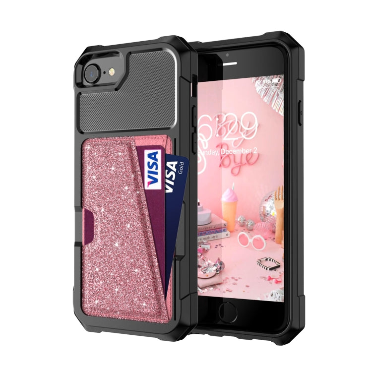 For iPhone SE 2022 / SE 2020 / 8 / 7 Glitter Magnetic Card Bag Phone Case
