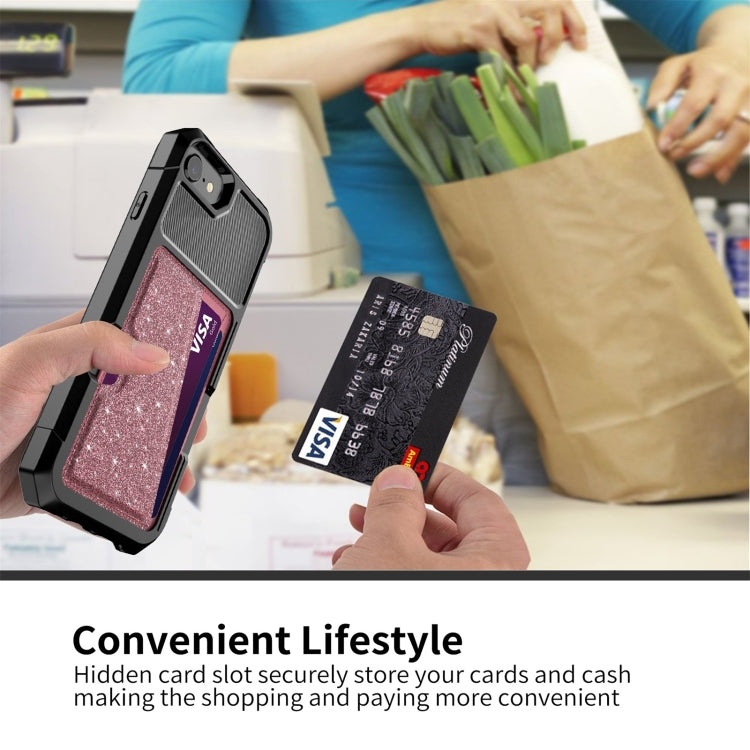 For iPhone SE 2022 / SE 2020 / 8 / 7 Glitter Magnetic Card Bag Phone Case