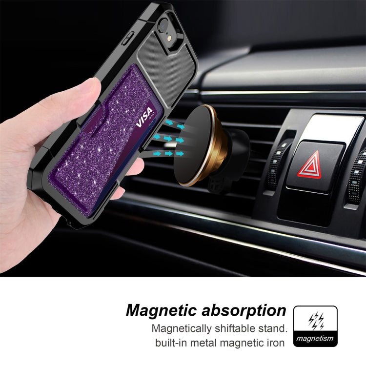 For iPhone SE 2022 / SE 2020 / 8 / 7 Glitter Magnetic Card Bag Phone Case