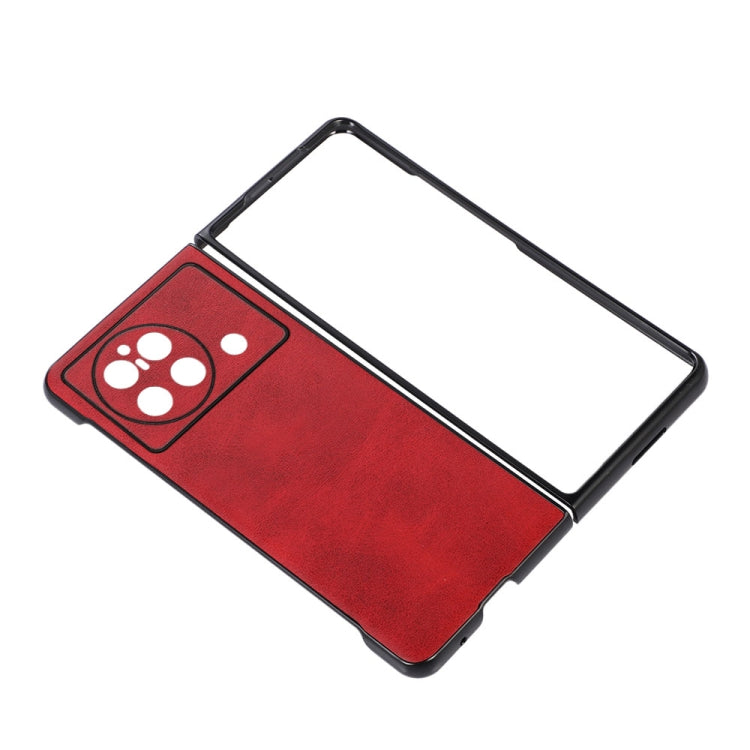 For vivo X Fold Accurate Hole Two-color Calf Texture PU Phone Case