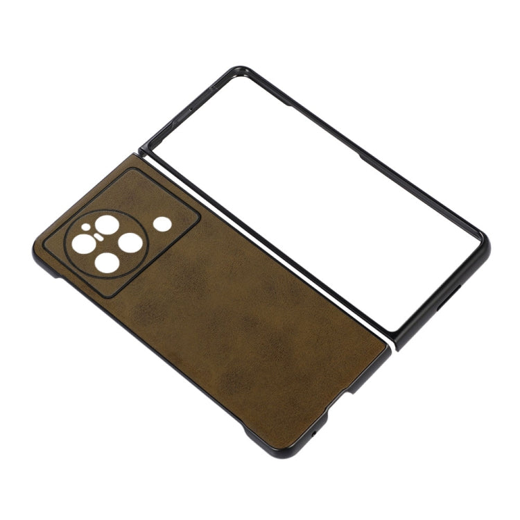 For vivo X Fold Accurate Hole Two-color Calf Texture PU Phone Case