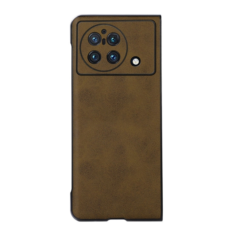 For vivo X Fold Accurate Hole Two-color Calf Texture PU Phone Case