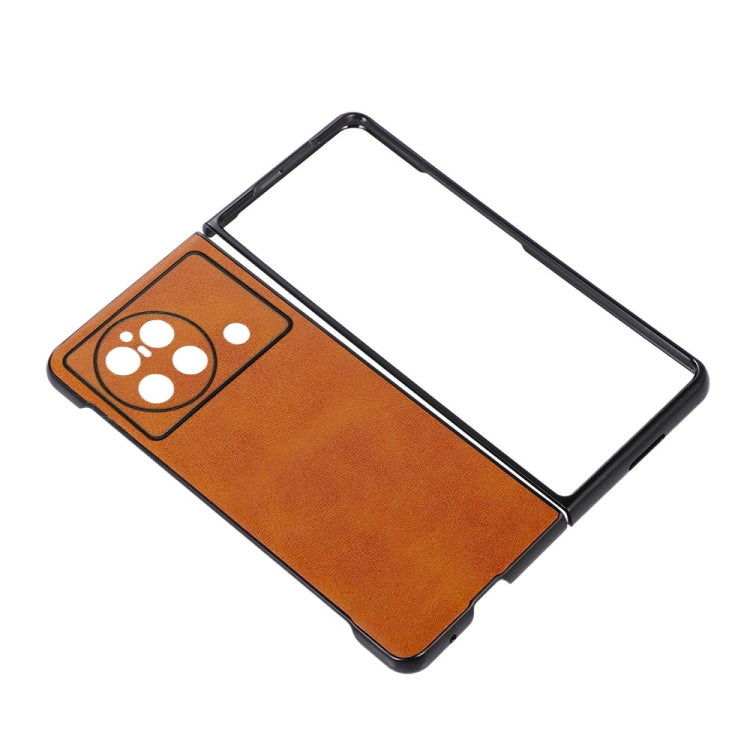 For vivo X Fold Accurate Hole Two-color Calf Texture PU Phone Case