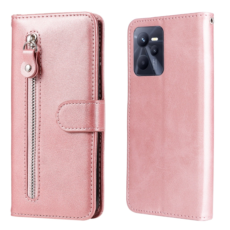 For OPPO Realme C35 Fashion Calf Texture Zipper Horizontal Flip Leather Case