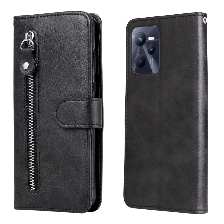 For OPPO Realme C35 Fashion Calf Texture Zipper Horizontal Flip Leather Case