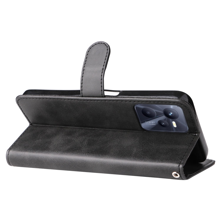 For OPPO Realme C35 Fashion Calf Texture Zipper Horizontal Flip Leather Case