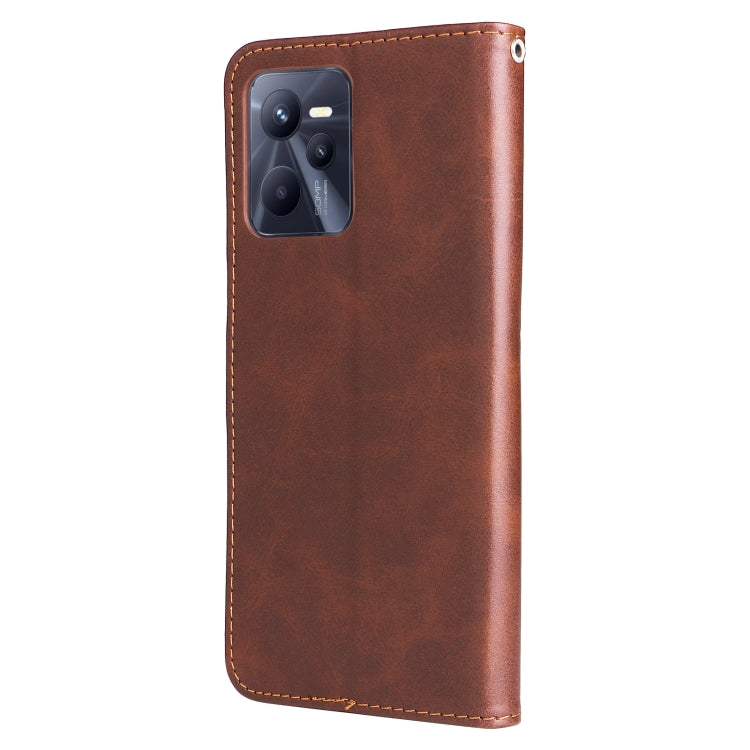 For OPPO Realme C35 Fashion Calf Texture Zipper Horizontal Flip Leather Case