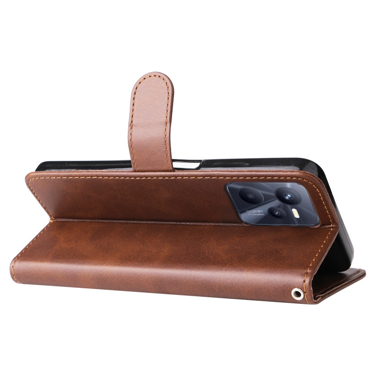 For OPPO Realme C35 Fashion Calf Texture Zipper Horizontal Flip Leather Case