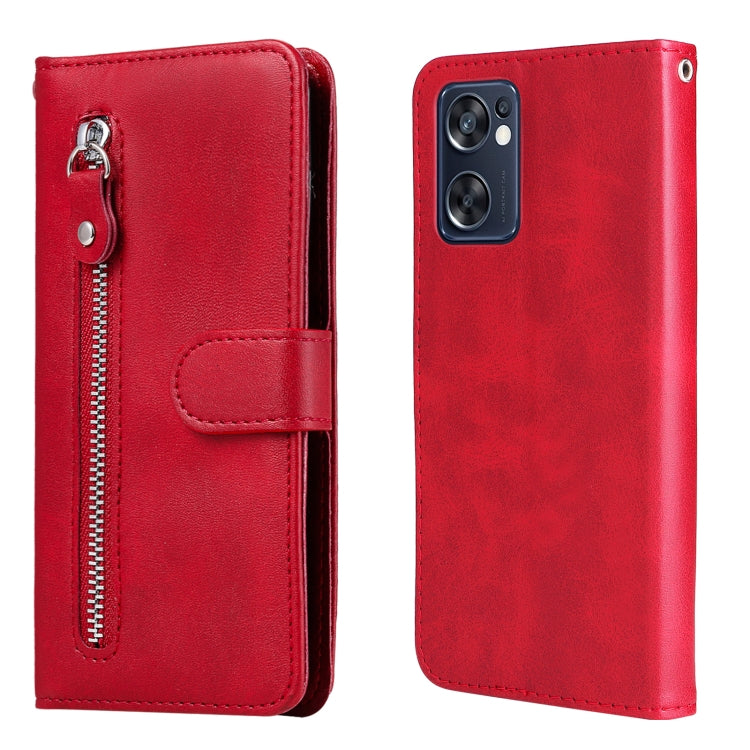 For OPPO Reno7 SE 5G Fashion Calf Texture Zipper Horizontal Flip Leather Case