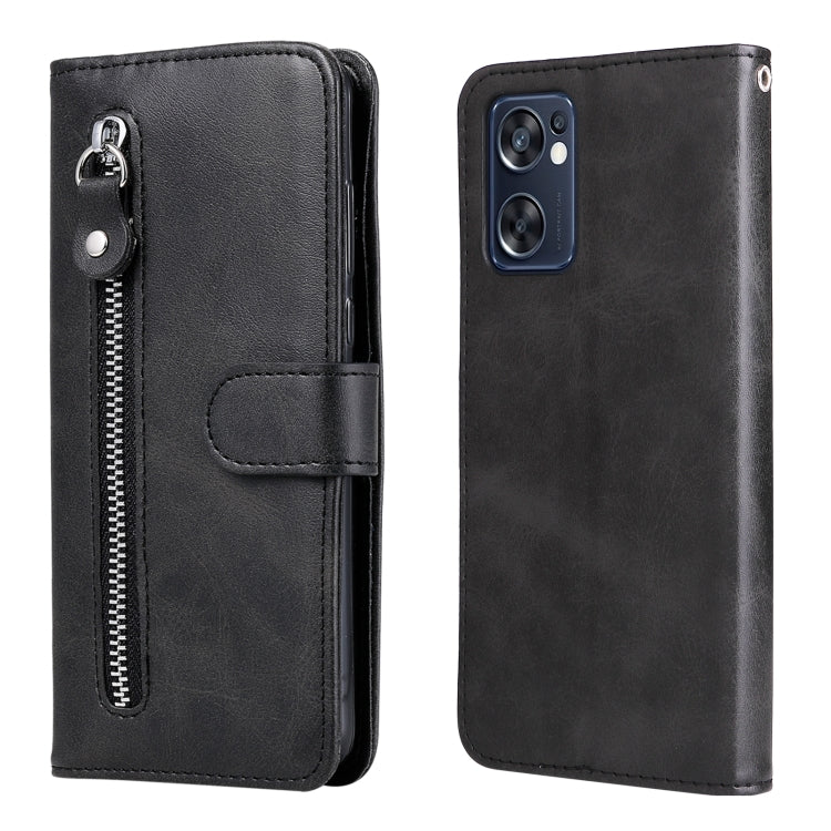 For OPPO Reno7 SE 5G Fashion Calf Texture Zipper Horizontal Flip Leather Case