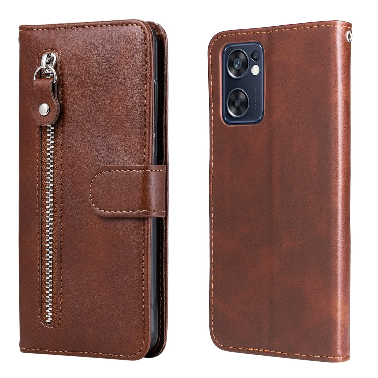 For OPPO Reno7 SE 5G Fashion Calf Texture Zipper Horizontal Flip Leather Case