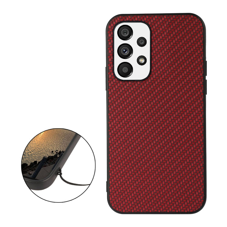 For Samsung Galaxy A73 5G Accurate Hole Carbon Fiber Texture PU Phone Case