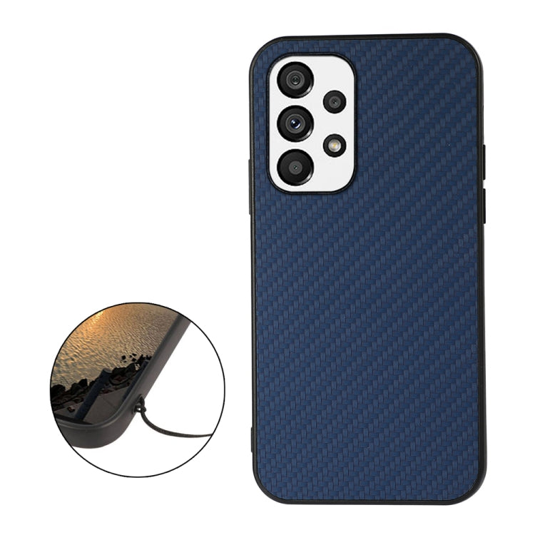 For Samsung Galaxy A73 5G Accurate Hole Carbon Fiber Texture PU Phone Case