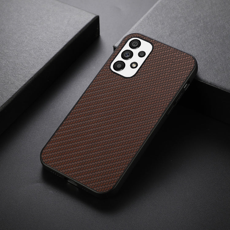 For Samsung Galaxy A73 5G Accurate Hole Carbon Fiber Texture PU Phone Case