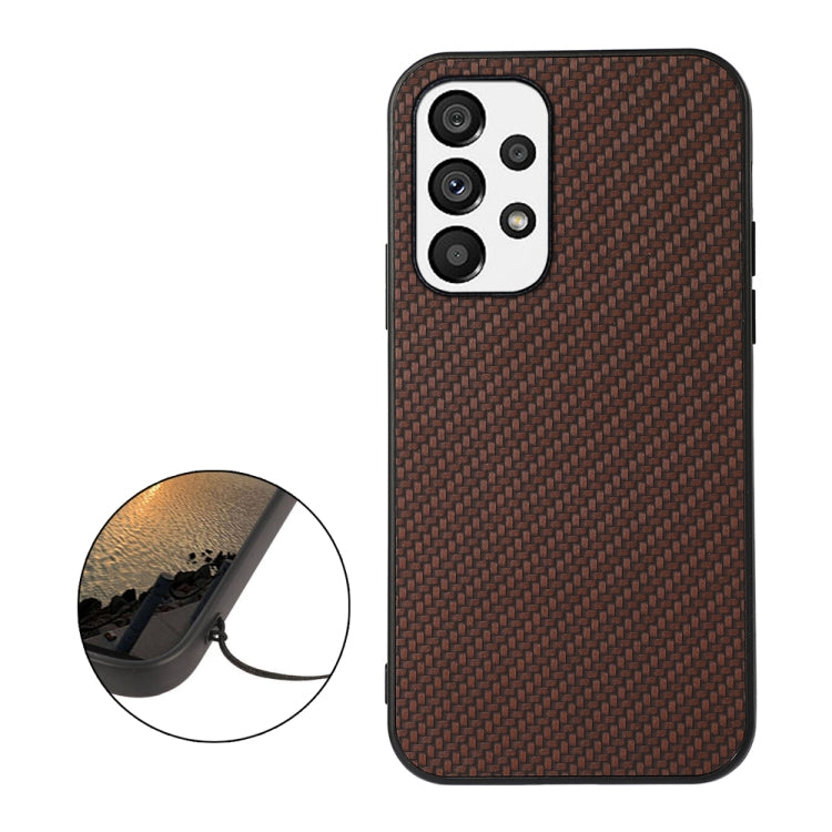For Samsung Galaxy A73 5G Accurate Hole Carbon Fiber Texture PU Phone Case