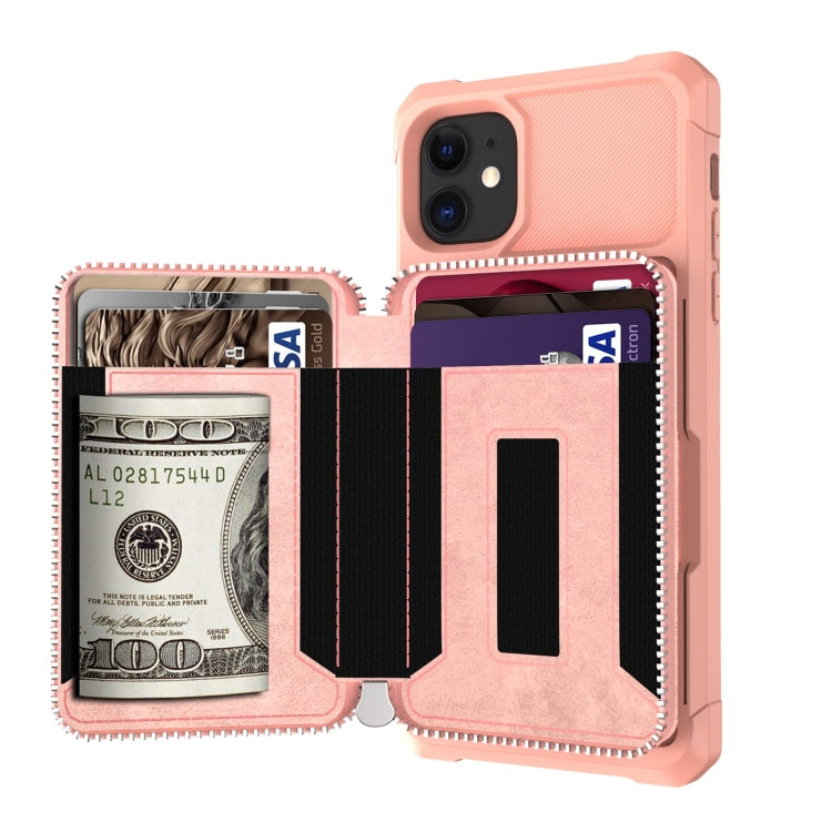 For iPhone 12 mini Zipper Wallet Card Bag PU Back Case