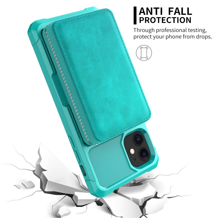 For iPhone 11 Zipper Wallet Card Bag PU Back Case