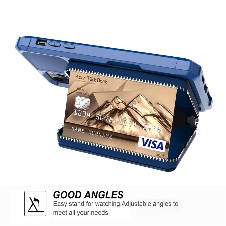 For iPhone 11 Pro Zipper Wallet Card Bag PU Back Case