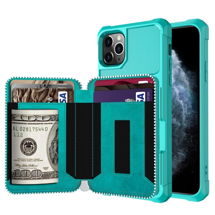 For iPhone 11 Pro Zipper Wallet Card Bag PU Back Case