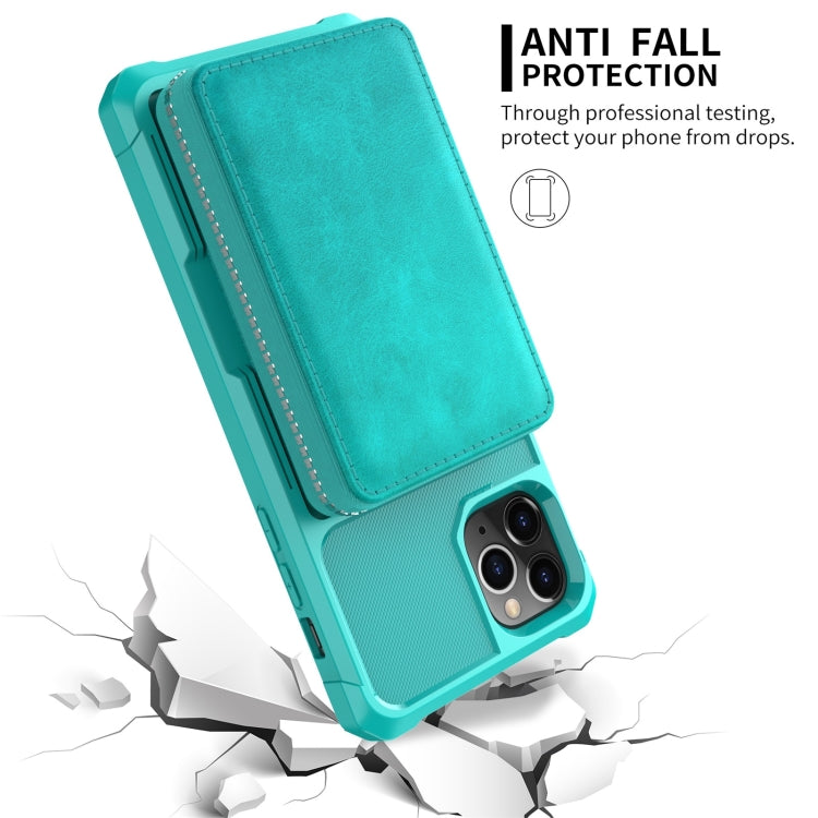 For iPhone 11 Pro Zipper Wallet Card Bag PU Back Case