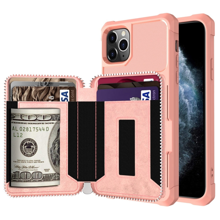 For iPhone 11 Pro Zipper Wallet Card Bag PU Back Case
