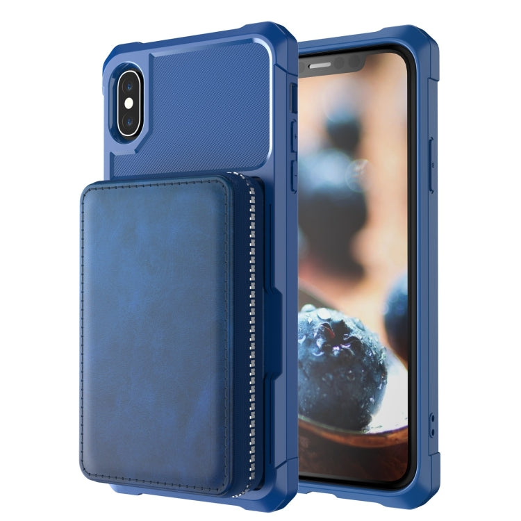 For iPhone X / XS Zipper Wallet Card Bag PU Back Case