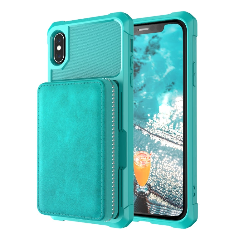 For iPhone X / XS Zipper Wallet Card Bag PU Back Case