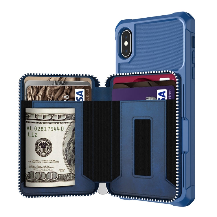 For iPhone XR Zipper Wallet Card Bag PU Back Case