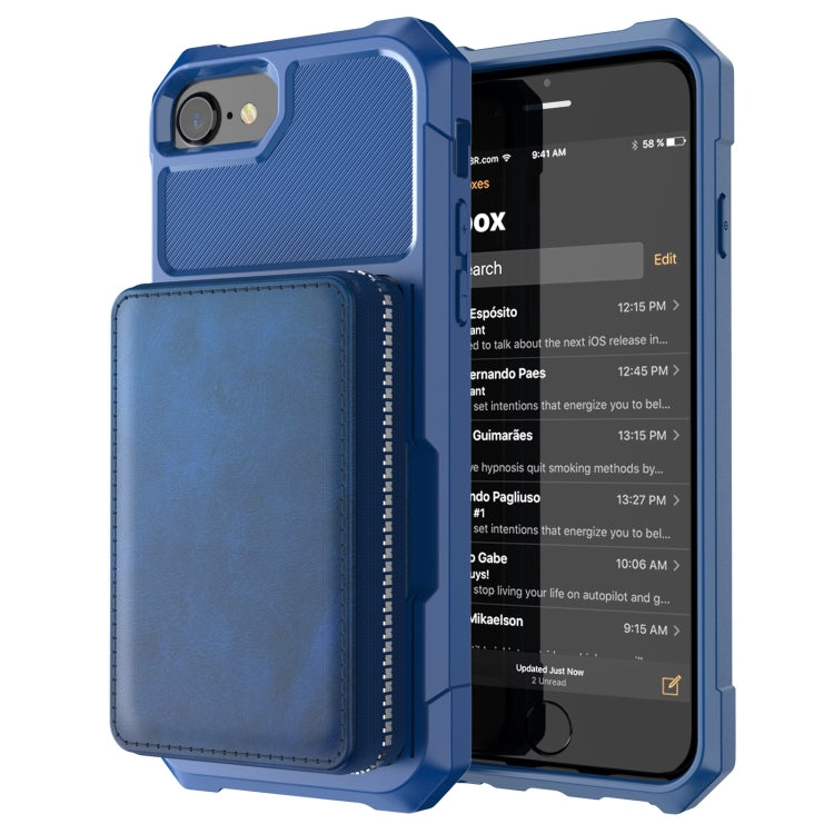 For iPhone SE 2022 / SE 2020 / 8 / 7 / 6 / 6s Zipper Wallet Card Bag PU Back Case