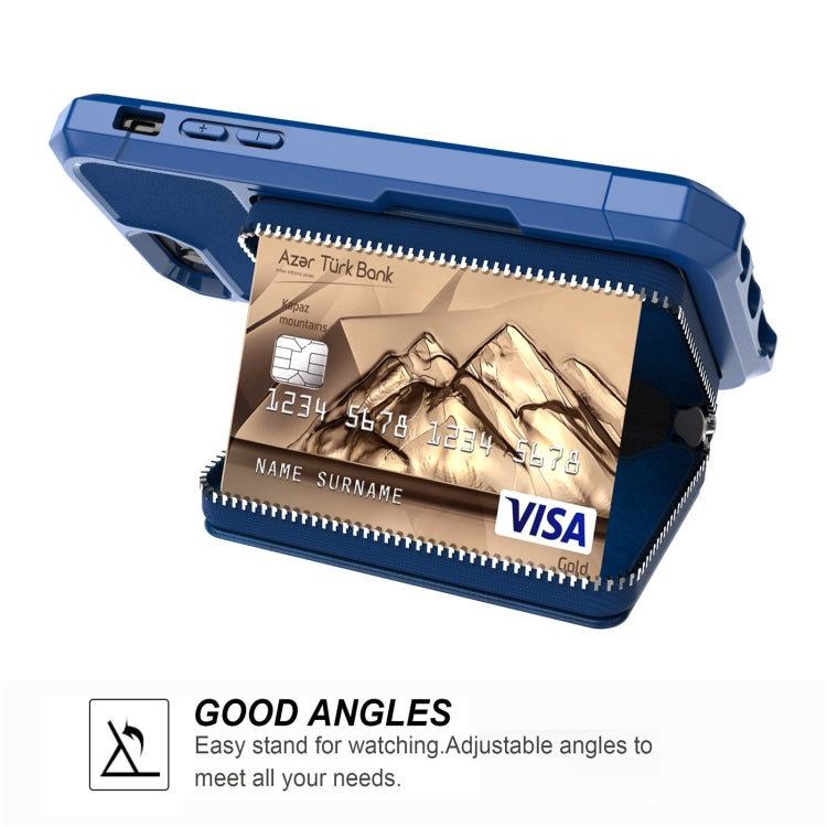 For iPhone SE 2022 / SE 2020 / 8 / 7 / 6 / 6s Zipper Wallet Card Bag PU Back Case