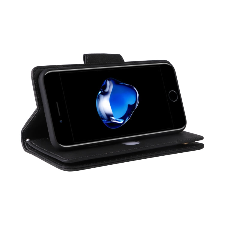 For iPhone SE 2022 / SE 2020 / 8 / 7 Rivet Buckle 9 Cards Three Fold Leather Phone Case