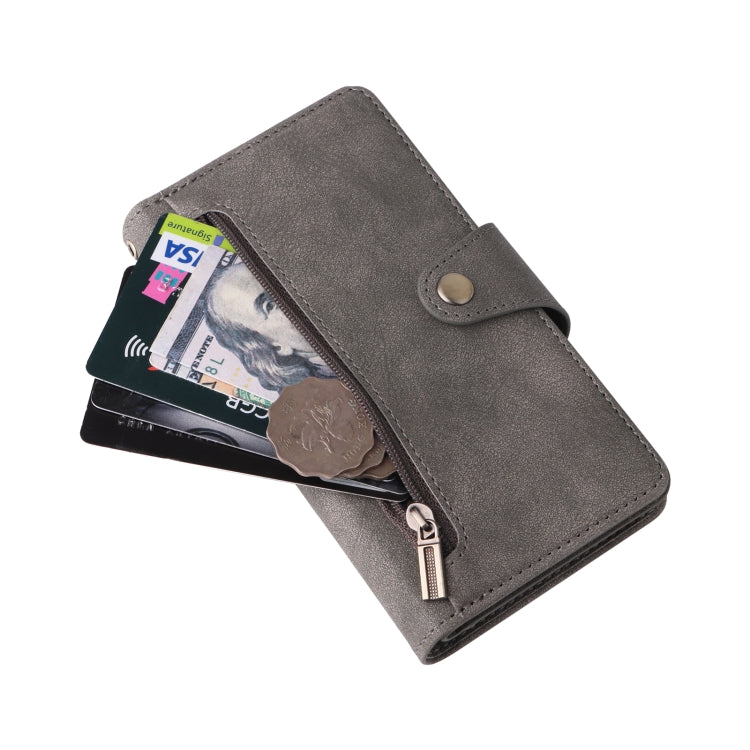 For iPhone SE 2022 / SE 2020 / 8 / 7 Rivet Buckle 9 Cards Three Fold Leather Phone Case