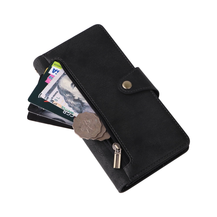 Rivet Buckle 9 Cards Three Fold Leather Phone Case For iPhone 7 Plus/8 Plus