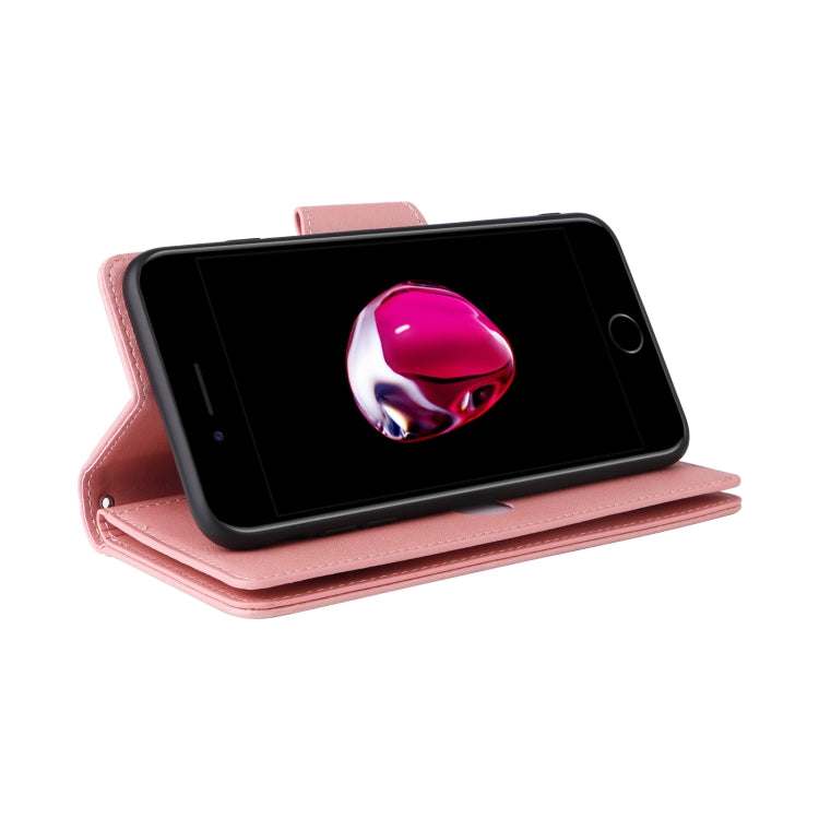 Rivet Buckle 9 Cards Three Fold Leather Phone Case For iPhone 7 Plus/8 Plus