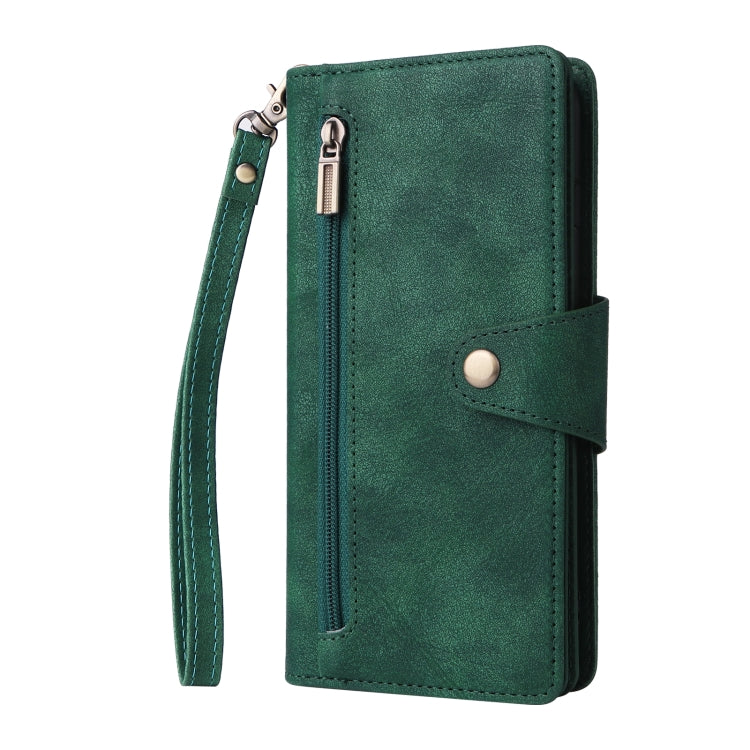 Rivet Buckle 9 Cards Three Fold Leather Phone Case For iPhone 7 Plus/8 Plus