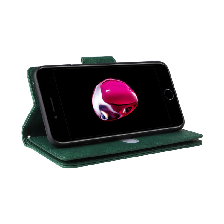 Rivet Buckle 9 Cards Three Fold Leather Phone Case For iPhone 7 Plus/8 Plus