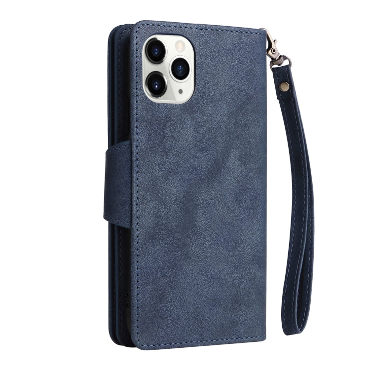 For iPhone 11 Pro Rivet Buckle 9 Cards Three Fold Leather Phone Case