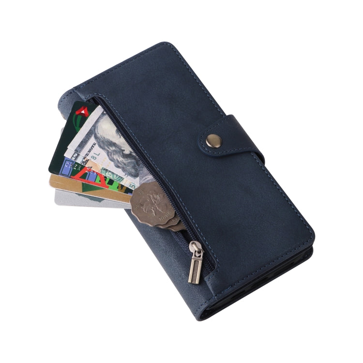 For iPhone 12 Rivet Buckle 9 Cards Three Fold Leather Phone Case