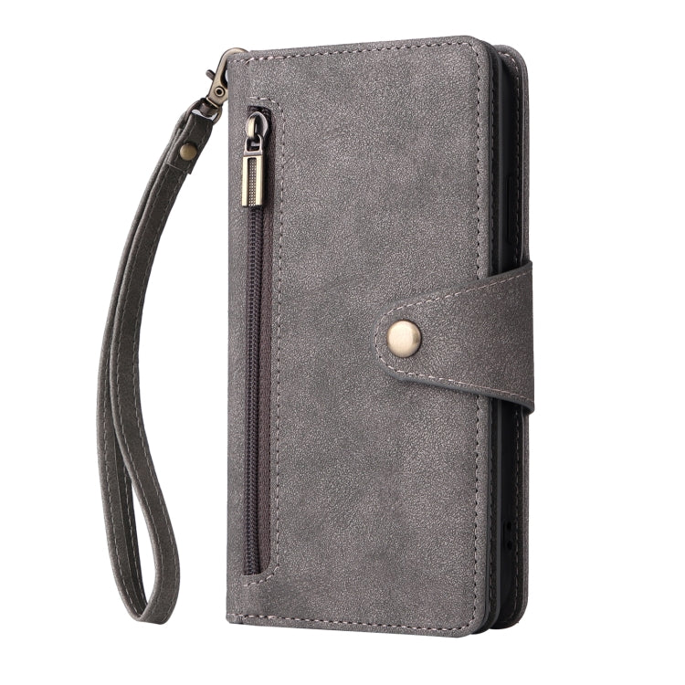 For iPhone XR Rivet Buckle 9 Cards Three Fold Leather Phone Case