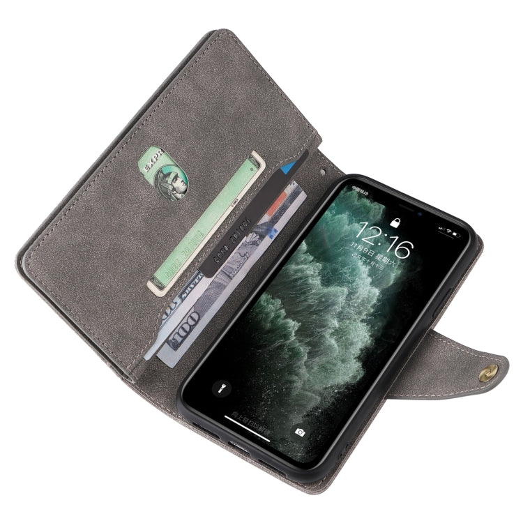 For iPhone 11 Pro Max Rivet Buckle 9 Cards Three Fold Leather Phone Case