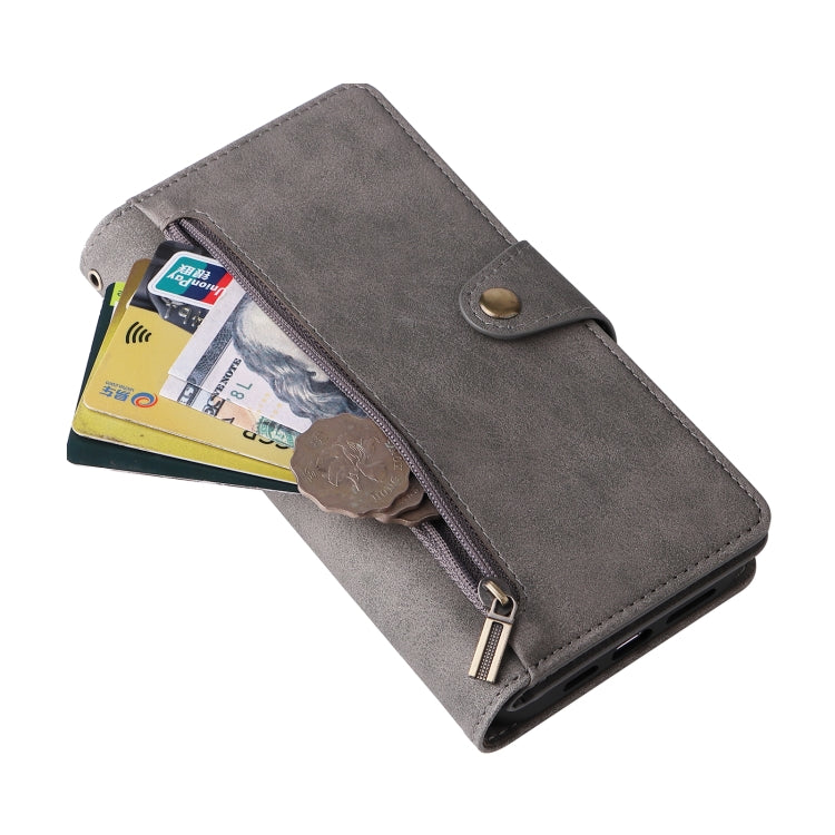 For iPhone 13 Pro Rivet Buckle 9 Cards Three Fold Leather Phone Case