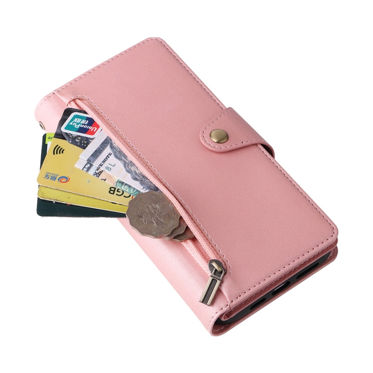 For iPhone 13 Pro Rivet Buckle 9 Cards Three Fold Leather Phone Case