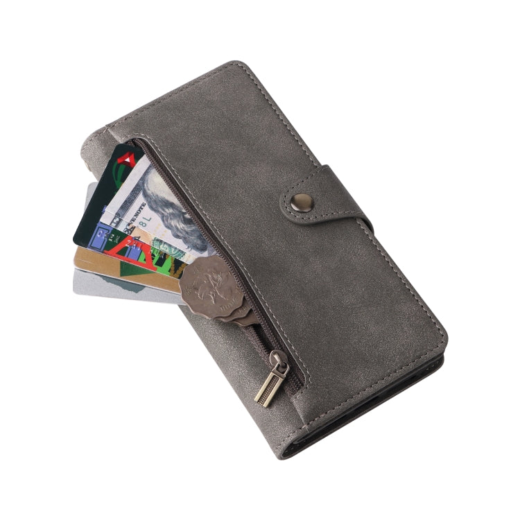 For iPhone 13 Pro Max Rivet Buckle 9 Cards Three Fold Leather Phone Case